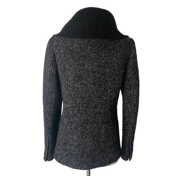 Steve Madden Wool Blend Short Gray Black Pea Coat w Pockets Removable Hood Sz M - Picture 3 of 13